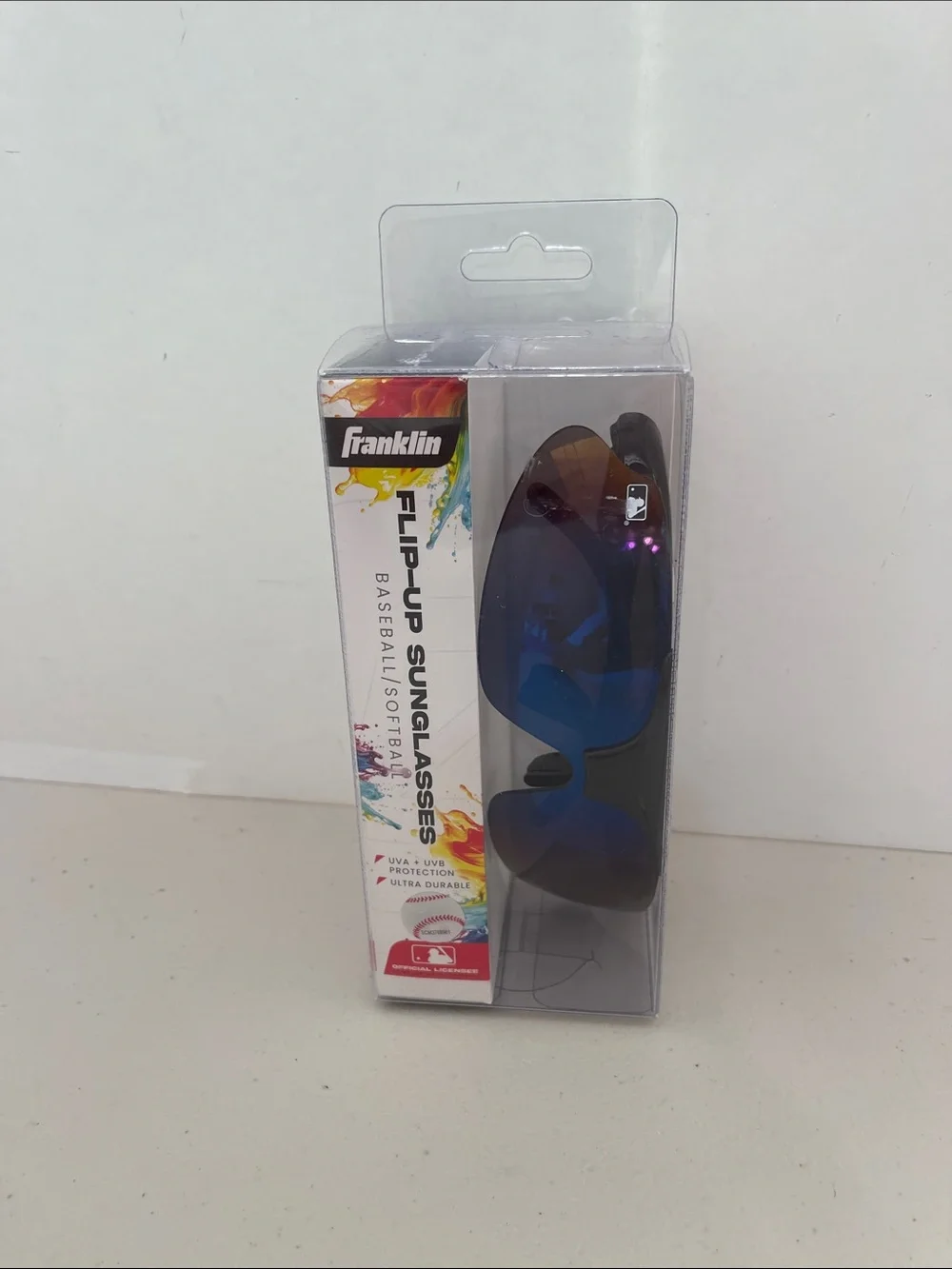 Flip-Up Sports Sunglasses for Men with Blue Mirrored Lenses. NEW